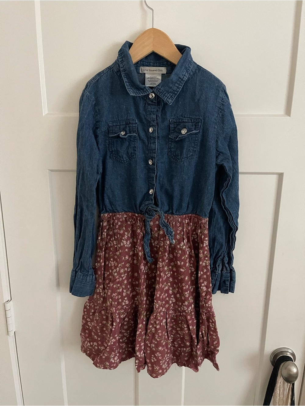 Love Squared Girls Dark Denim Button-Up Shirt Dress